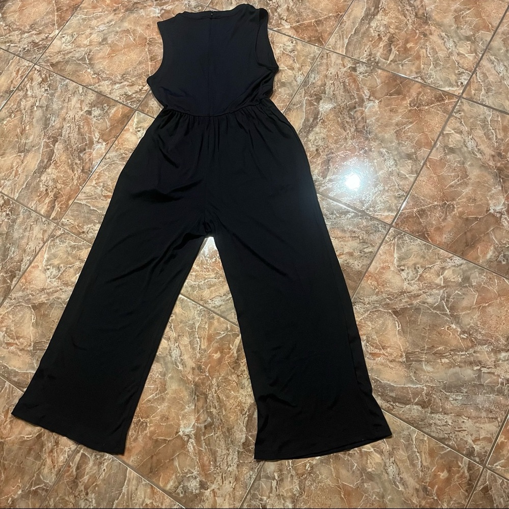 Cider Plus Solid Sleeveless Wide Leg Jumpsuit